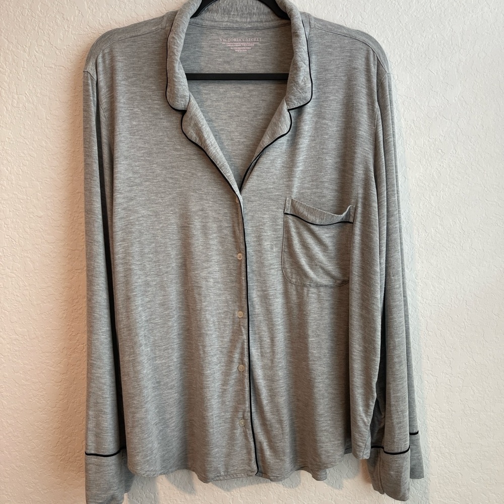 Victoria's Secret Grey Button-Up Pajama Top